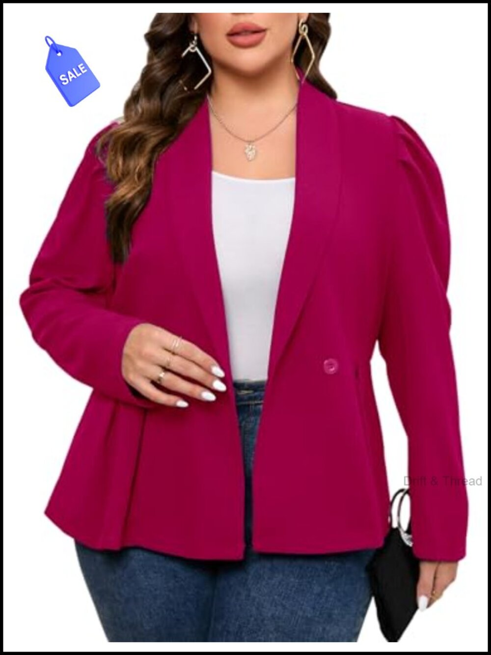Plus Size Women's Business Casual Blazer Suit Jacket Long Sleeve Workwear